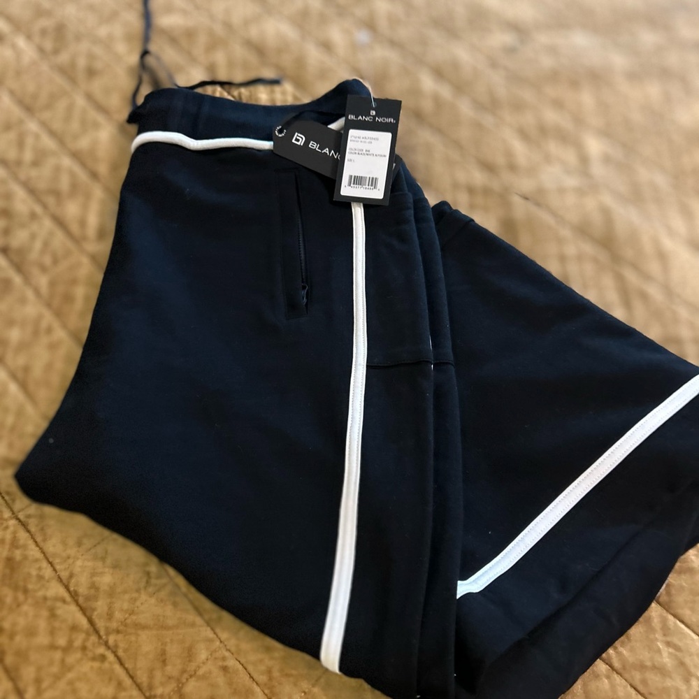 Blanc Noir Black Pants with White Accents
